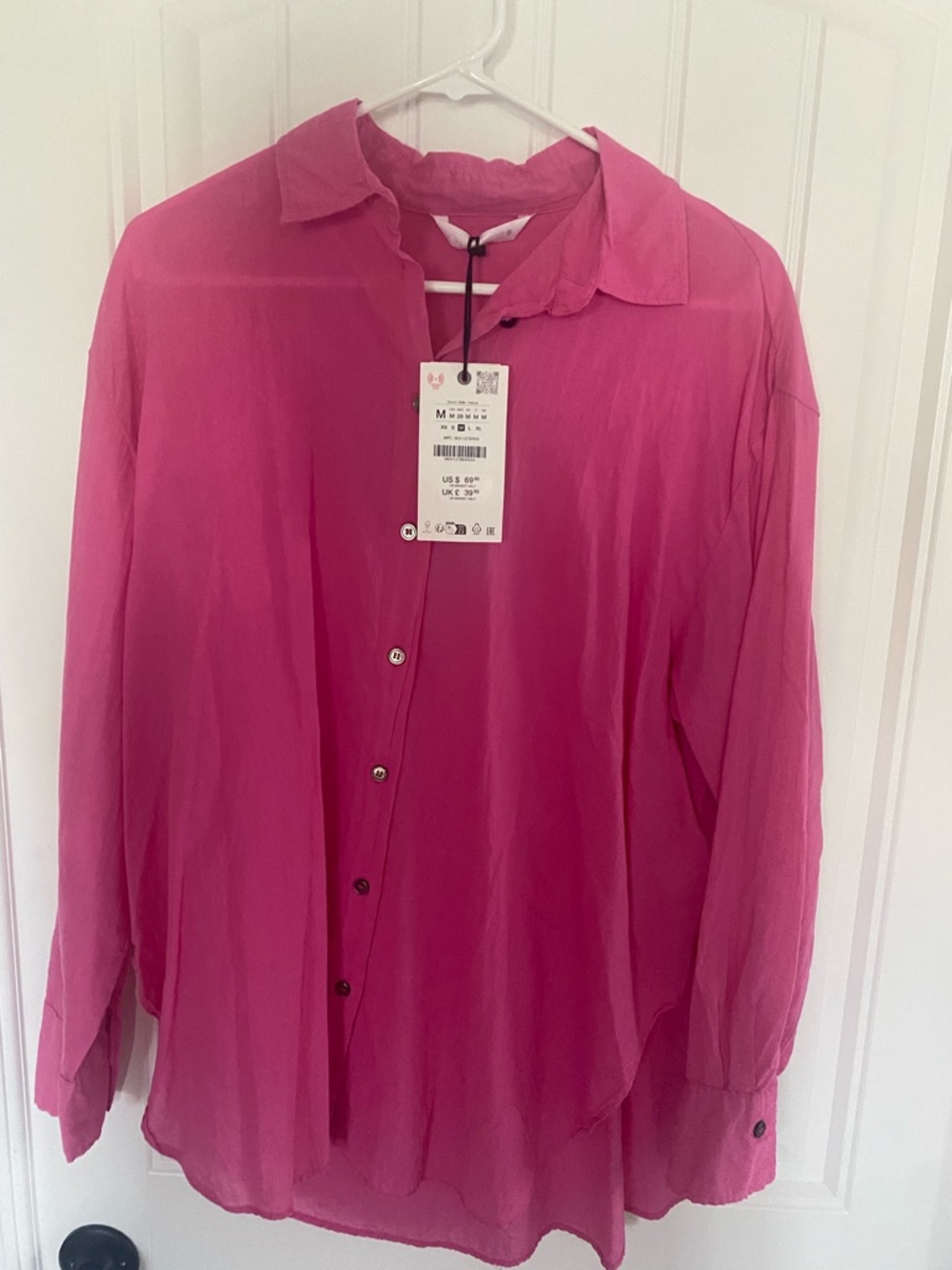 Zara Bright Fuchsia Button-Down Blouse